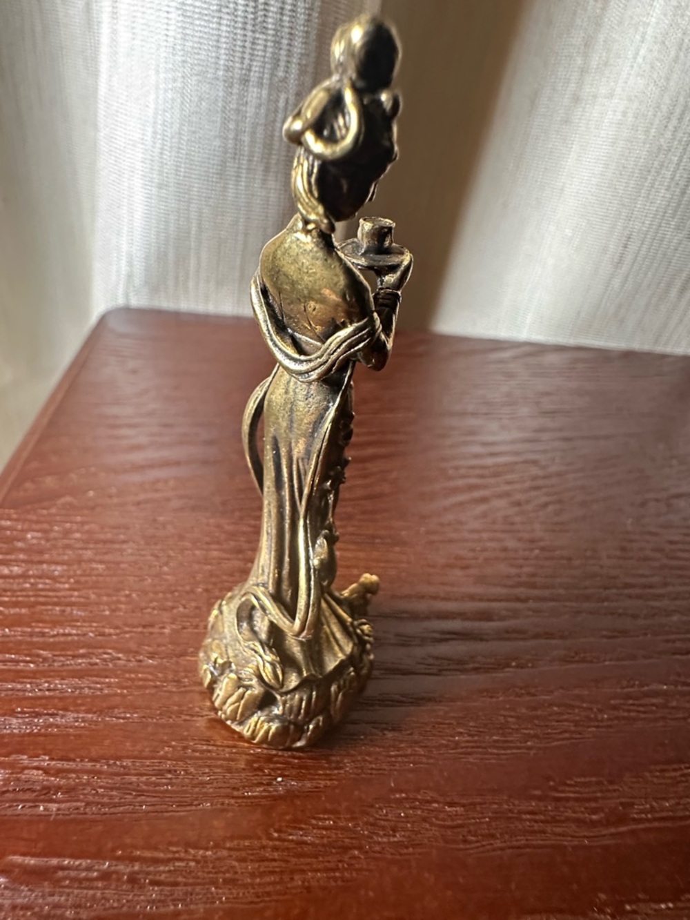 Mini Brass Collectible Figurine Tea Goddess Holding Tea Cup, Vintage Style - Picture 11 of 15